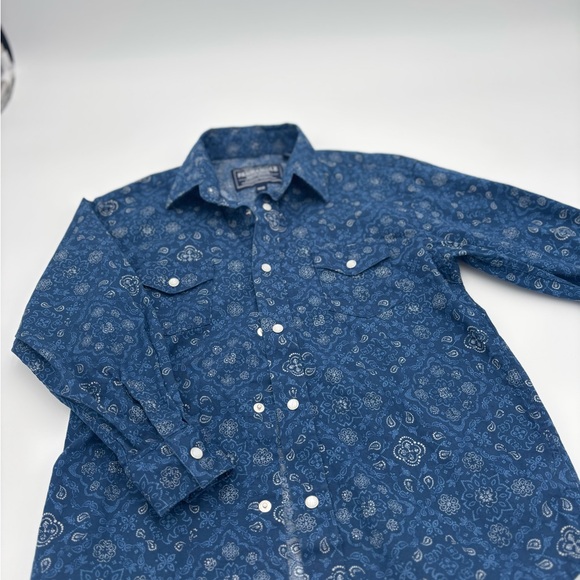 Panhandle Other - Stylish Blue Paisley Kids Button Down Shirt